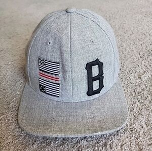 Black Scale Hat Cap American Flag Thin Red Line Adjustable Snapback Wool Blend